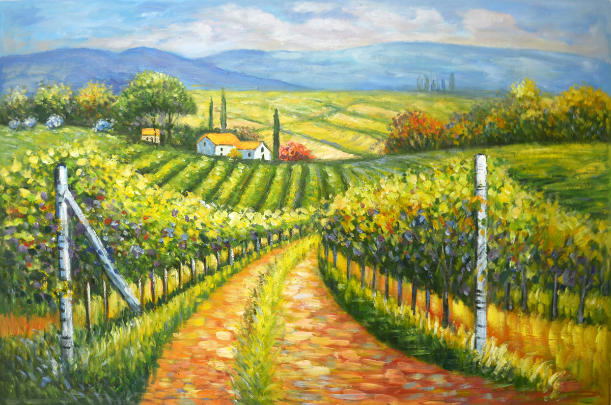 Hand-painting Vineyard Grapes Oil Painting Large Living Room